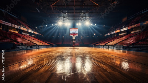 Empty of Arena basketball court, Professional basketball court. © tong2530