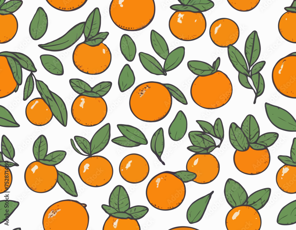 Hand drawn colorful set of kumquat 
