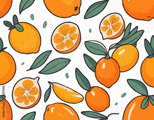 Hand drawn colorful set of kumquat 