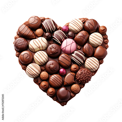 heart shaped chocolate candies  isolated on transparent background png © RazibChandra