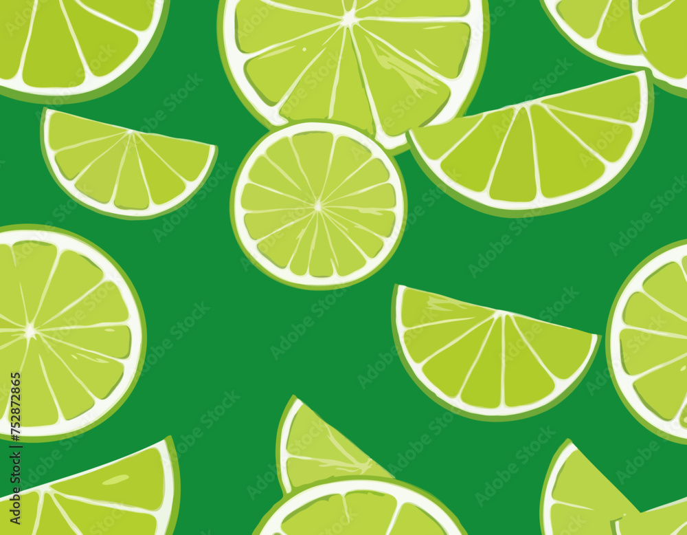 Colorful whole, half and slice lime with green leaf. Vector Colorful whole, half and slice lime with green leaf. Vector