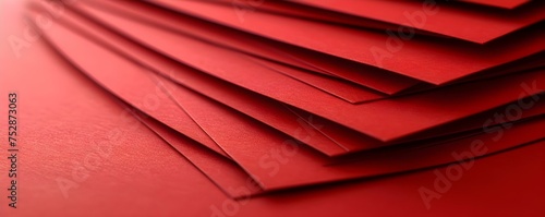 Stack of flawless vibrant red business cards on white background. Concept Business cards, Red, Vibrant, Stack, White background