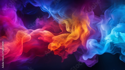 Rainbow-colored smoke against a dark background, ephemeral and vibrant