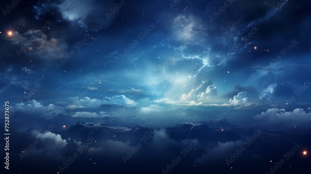 Starry night sky over a tranquil desert, mystery, with copy space Starry night sky over a tranquil desert, mystery, with copy space