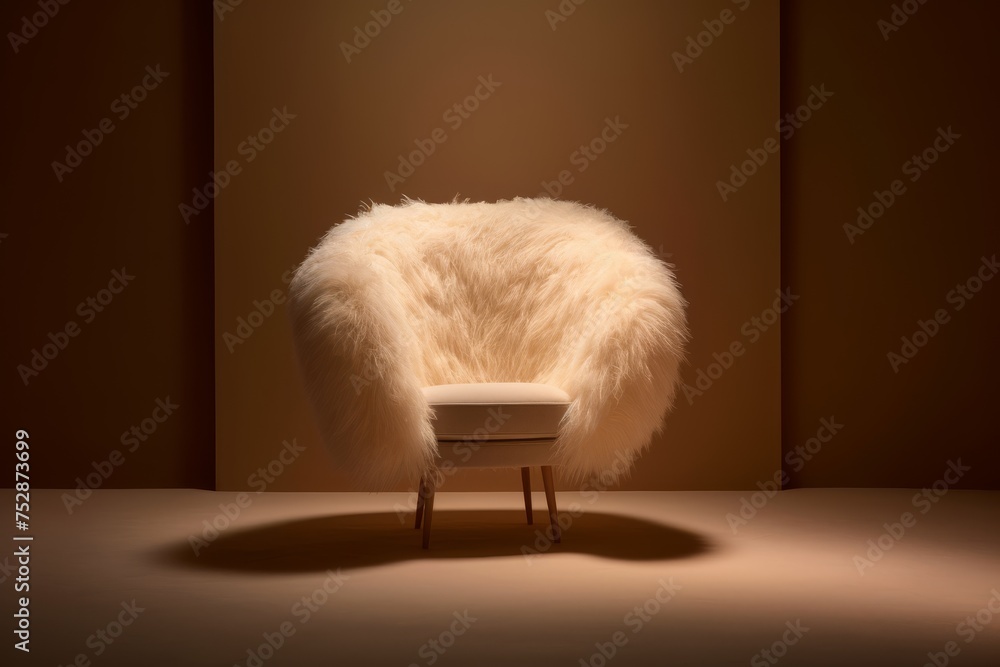 Armchair in minimal living room. Generative AI Armchair in minimal living room. Generative AI