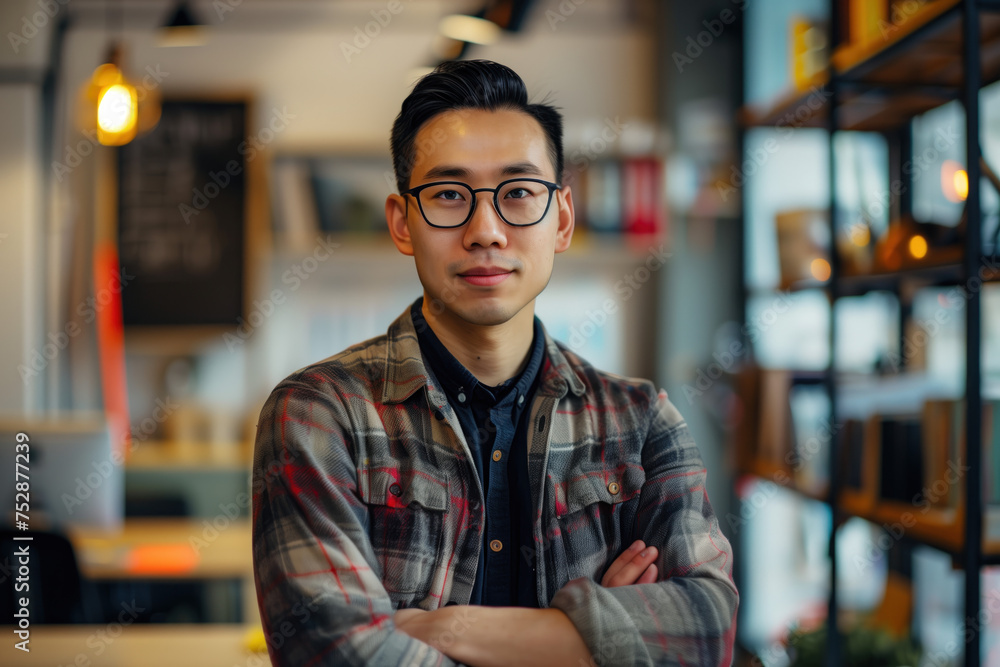 Portrait of a confident creative professional. Created with Generative AI technology. Portrait of a confident creative professional. Created with Generative AI technology.