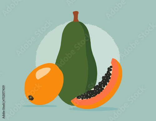 Papaya Flat Design Fruit Icon