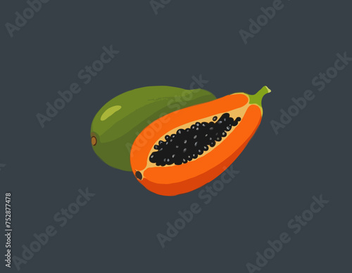 Papaya Flat Design Fruit Icon