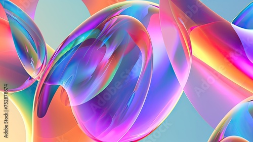 Holo abstract shapes. Contemporary, holographic, ethereal, geometric, futuristic, iridescent, kaleidoscopic, surreal, mesmerizing. Generated by AI