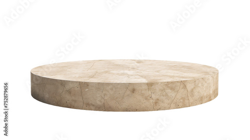 A beige color round sandstone product placement podium on an isolated background