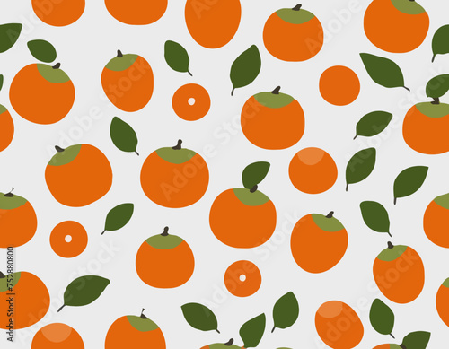  persimmon fruit. Isolated vector illustration of colourful fruit on transparent background.