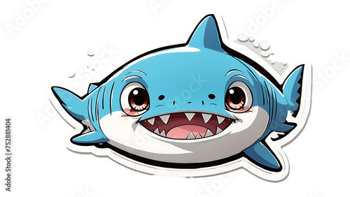 Shark isolated underwater in blue ocean  vector illustration of marine predator swimming alpha channel