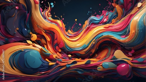 Business Overview, 3D Liquid Abstract Design Art, colorful acrylic paint abstract background with blue, pink, and orange hues, abstract background of waves, Abstract background, creative wallpaper, 