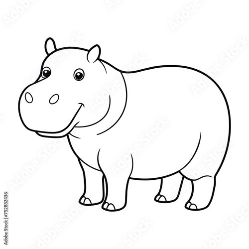 Hippopotamus illustration coloring page for kids