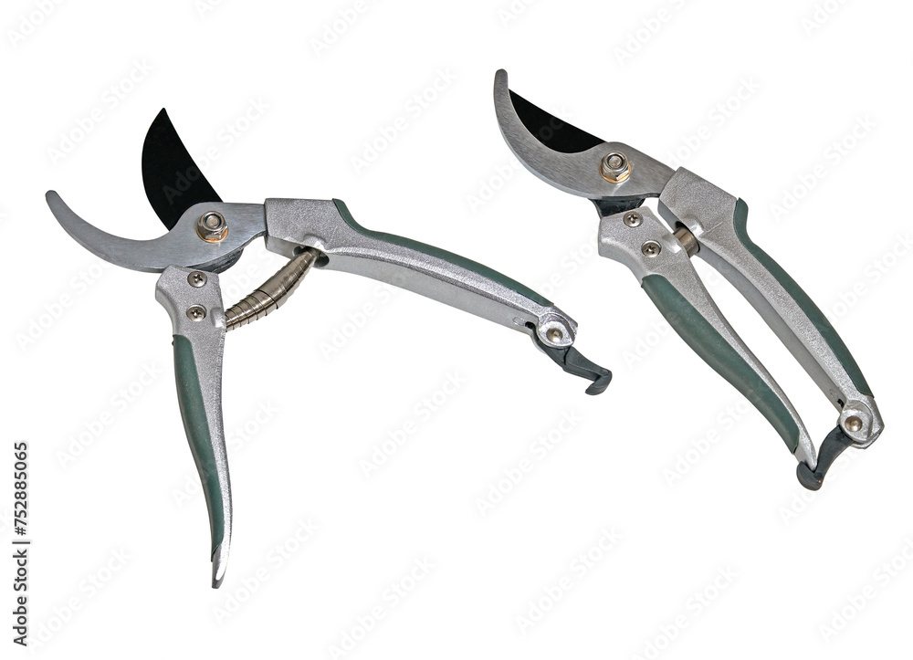 Garden scissor tool opened and closed isolated on white. Garden scissor tool opened and closed isolated on white.