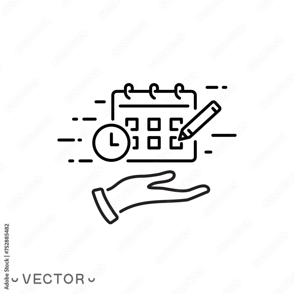 quick marking day icon, calendar reservation, fast deadline, rapid time, thin line symbol isolated on white background, editable stroke eps 10 vector illustration. quick marking day icon, calendar reservation, fast deadline, rapid time, thin line symbol isolated on white background, editable stroke eps 10 vector illustration.