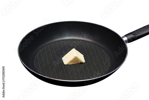 iron pan with some butter ( clipping path)