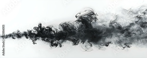 Dark smoke contrasts against bright white background creating a dramatic scene. Concept Smoke Photography  Contrast Effect  Dramatic Portraits  Bright   Dark Elements  Abstract Backgrounds