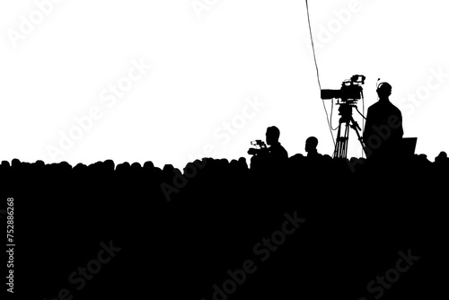 Obraz na płótnie Conference production cameraman silhouette. Clipping path w salonie