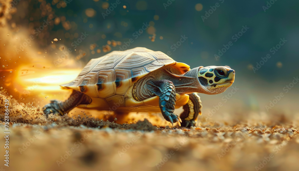 A turtle flies into the sky, a high-speed Internet connection and fast computer computing performance. A turtle flies into the sky, a high-speed Internet connection and fast computer computing performance.