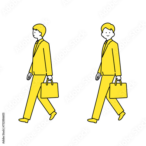 鞄を持って歩くスーツ姿の男性・バリエーション.