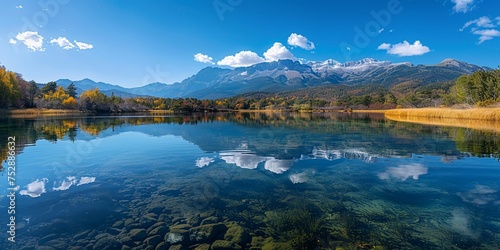 Breathtaking landscape with lake in the beautiful mountains