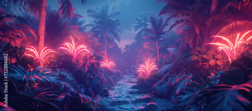 Fairytale jungle in neon light