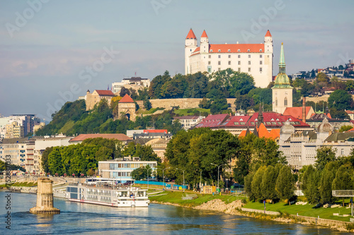 Photography Danube river with Bratislava Castle, Slovakia
