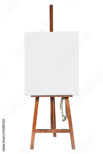 Painter's easel and canvas isolated on white with clipping path
