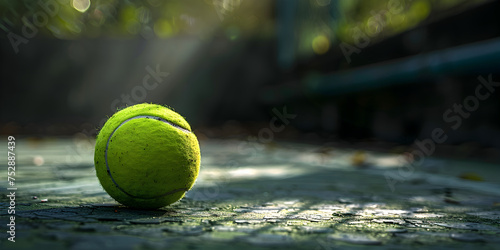 Amazing photo of tennis ball highly detailed, A closeup of a tennis ball on a tennis court close,   © Sohail