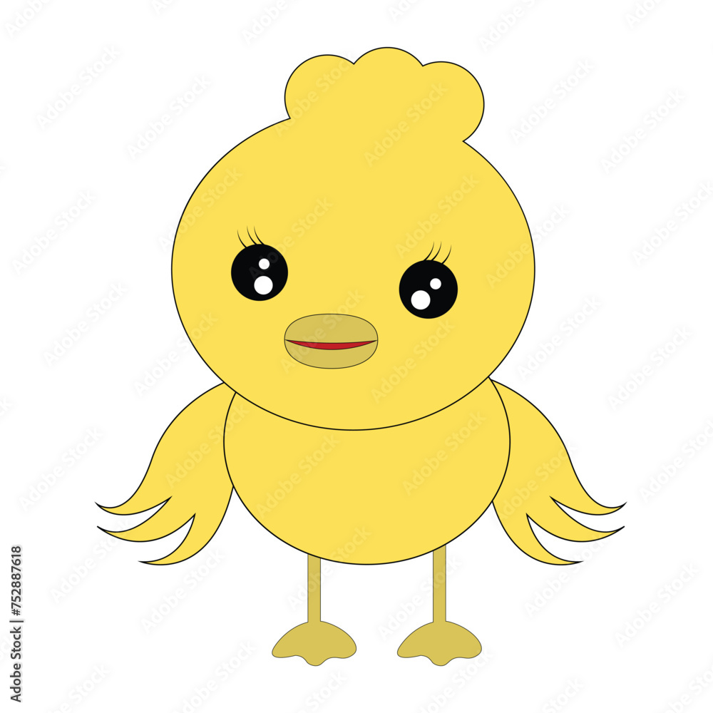Cute cartoon baby chicken.  Easter doodles, vector clip art illustration.