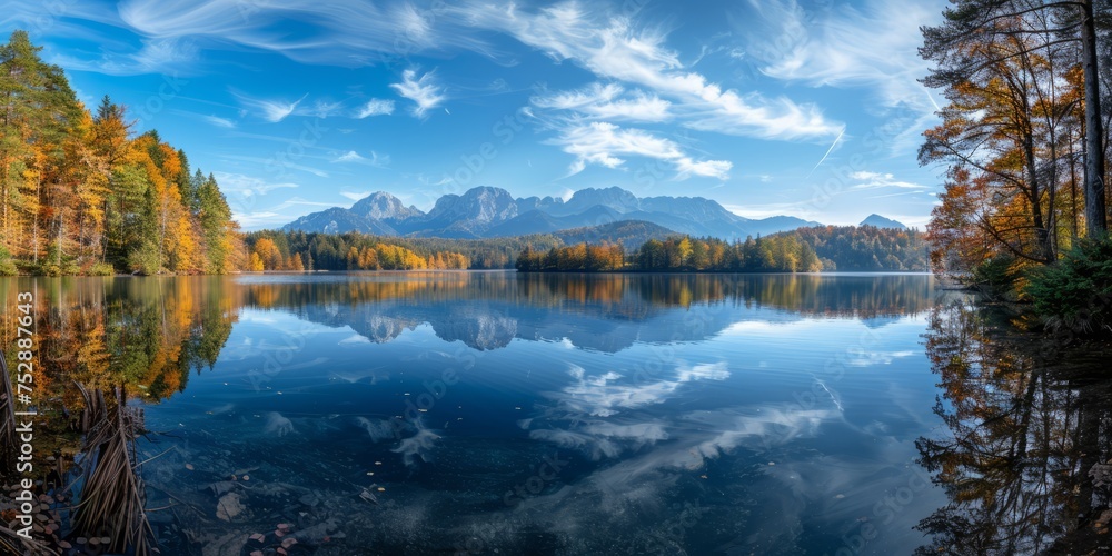 Fototapeta premium Breathtaking landscape with lake in the beautiful mountains
