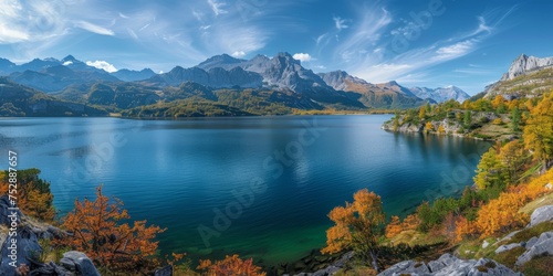 Breathtaking landscape with lake in the beautiful mountains © toomi123