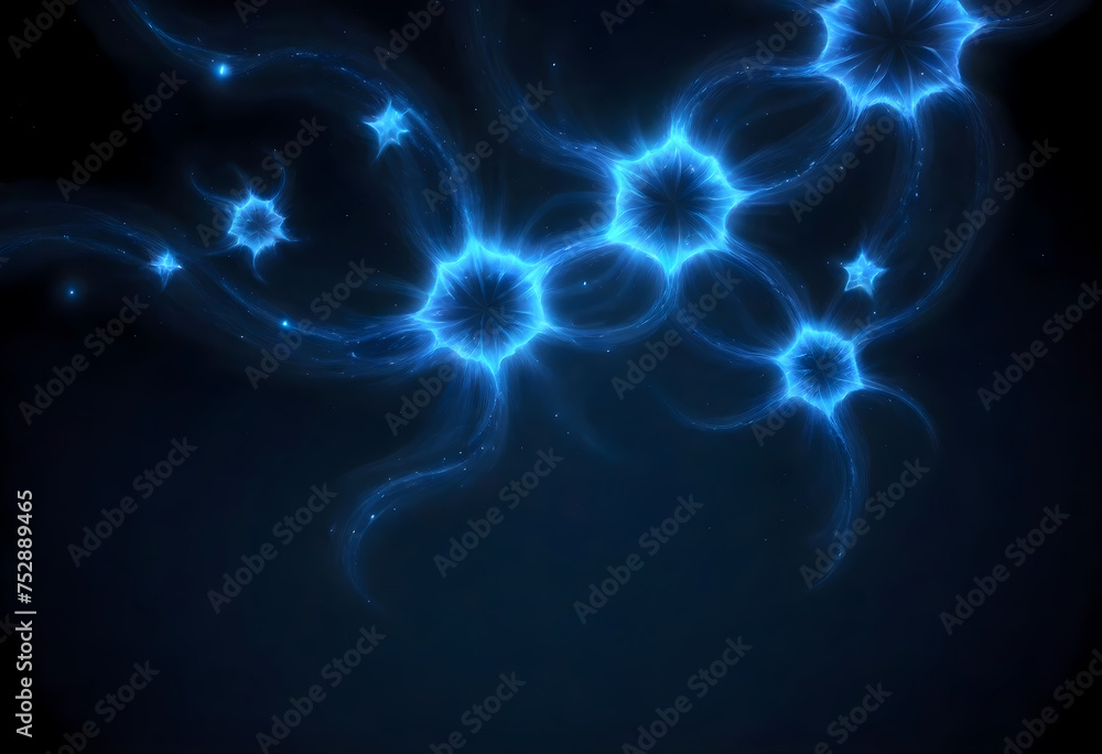 Obraz premium Star shaped blue glowing object, computer generated abstract background, Starry sky, digital drawing