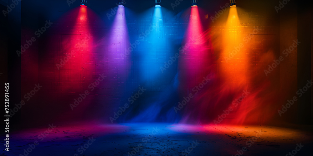 lights in the night club, Spotlight effect for theater concert stage. Abstract glowing light of spotlight illuminated. 