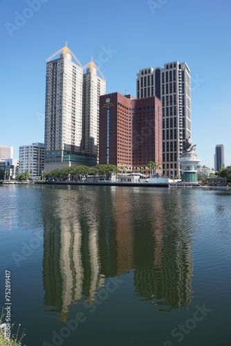 Reflection of Buildings in Love River in Kaohsiung  Taiwan