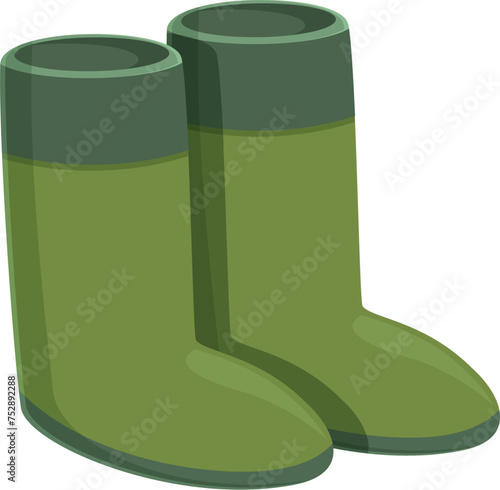 Green rubber boots icon cartoon vector. Marine transport. Port aquatic sector