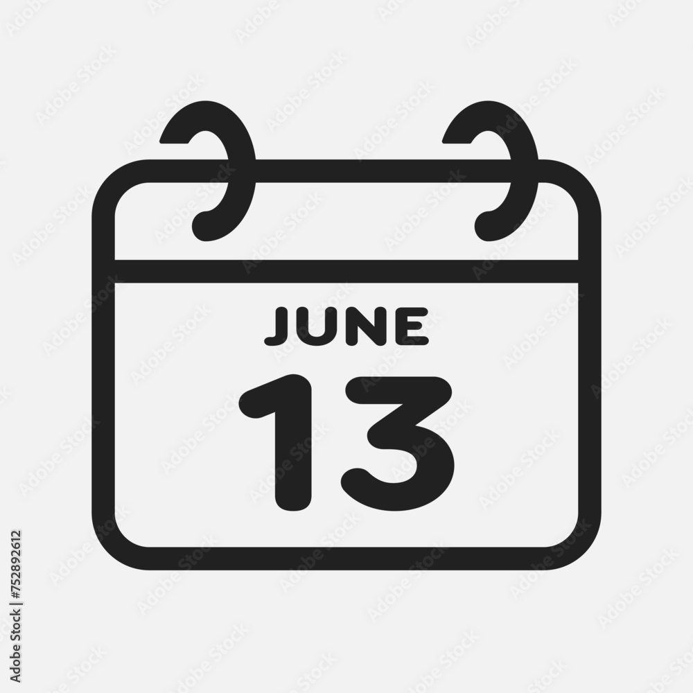 Icon page calendar day - 13 June Icon page calendar day - 13 June
