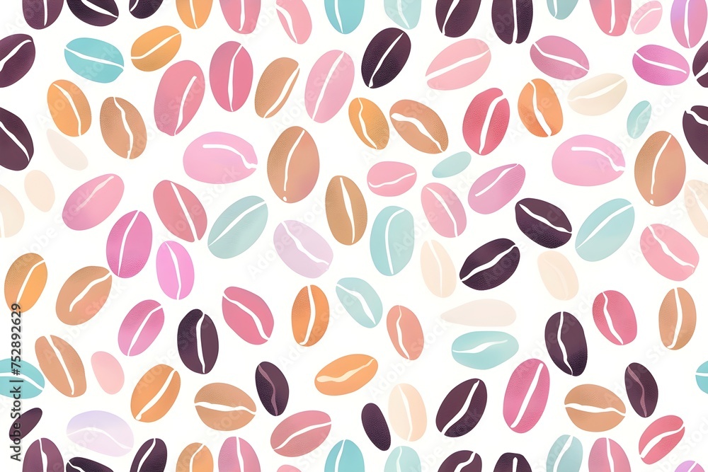 Seamless pattern of colorful coffee beans, grain cartoon minimalist backdrop illustration for web, banner, card, promo texture decoration Seamless pattern of colorful coffee beans, grain cartoon minimalist backdrop illustration for web, banner, card, promo texture decoration
