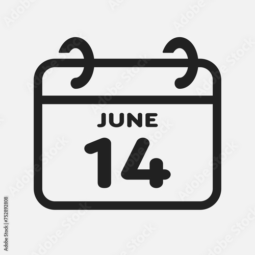 Icon page calendar day - 14 June