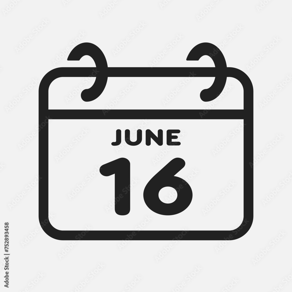 Icon page calendar day - 16 June Icon page calendar day - 16 June