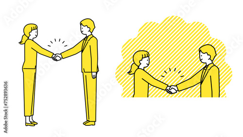 握手するスーツ姿の男女