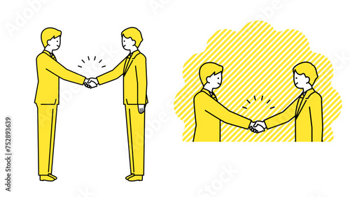 握手するスーツ姿の男性達.