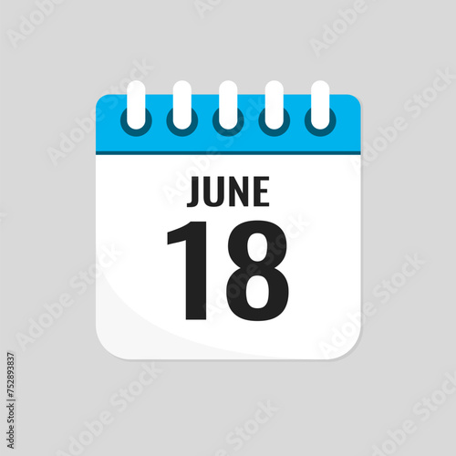 Icon page calendar day - 18 June