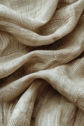 Detailed Close Up View of Beige Fabric