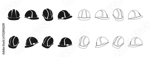 set of hard hat or safety helmet icon. helmet for construction worker. vector illustration isolated on white background.