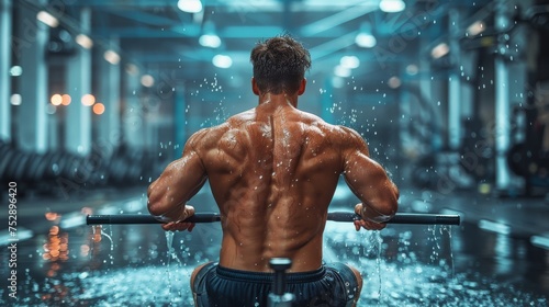 Man Lifting Barbell in Rain