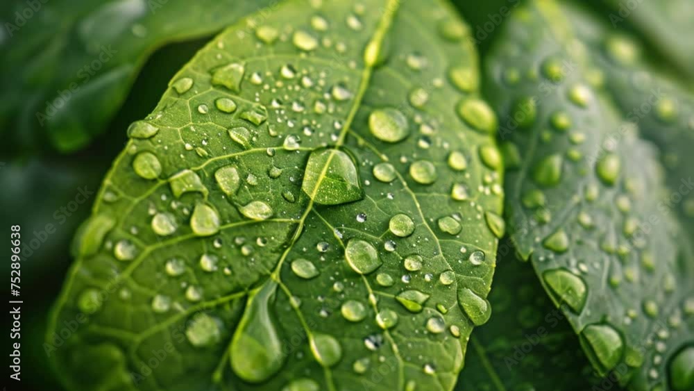 Water drops falling on leaves, beautiful realistic 3D animation 4K Water drops falling on leaves, beautiful realistic 3D animation 4K