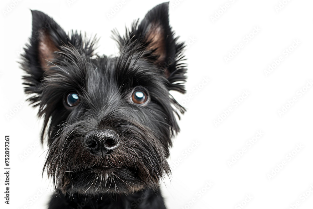 Bewitching Scottish Terrier, its eyes gleaming with intelligence. Isolated on transparent background.  
