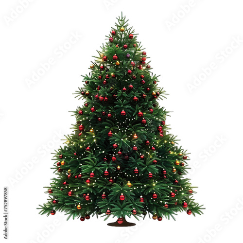 christmas tree with ribbon isolated on white background